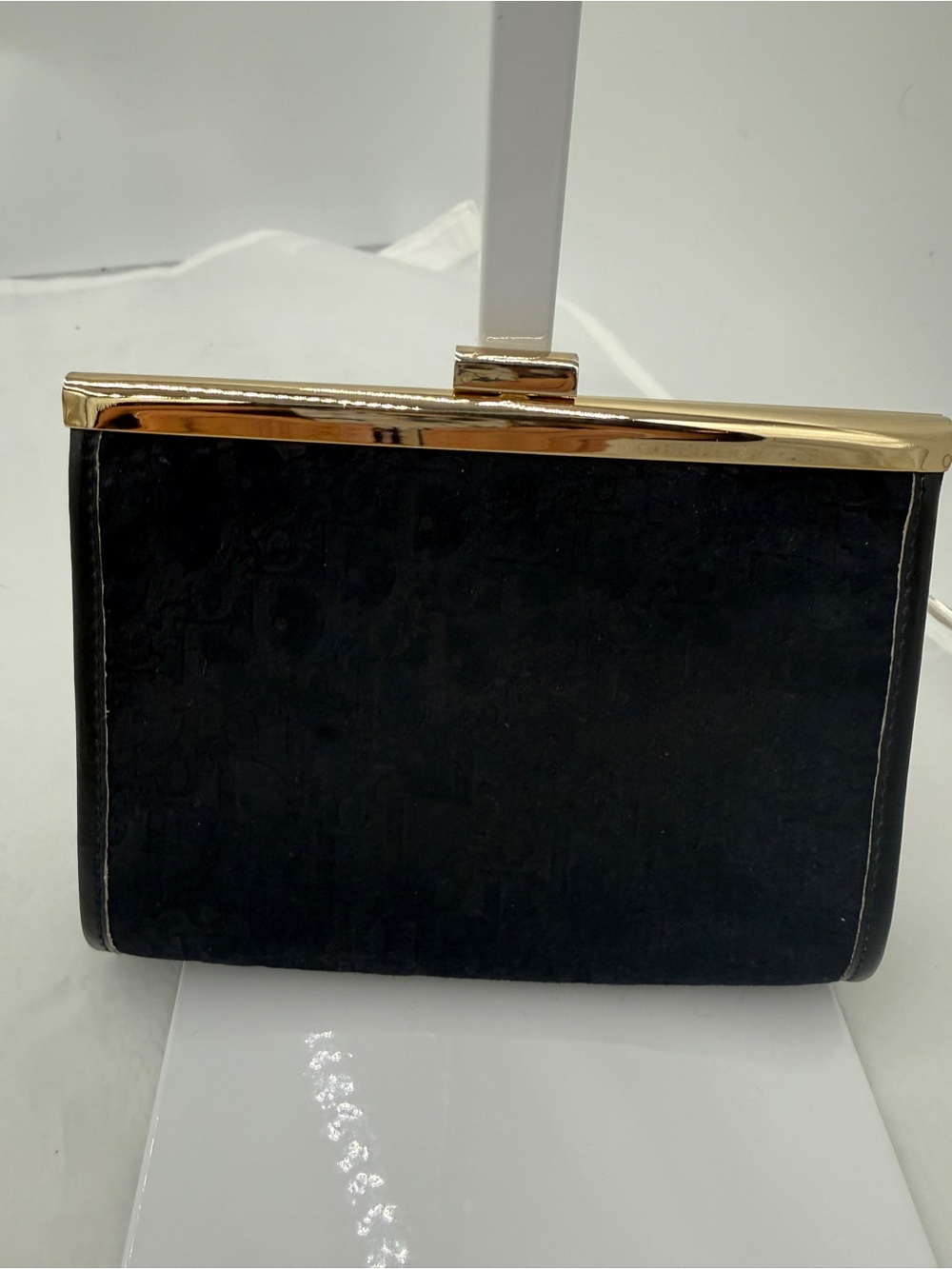 Authentic Vintage Christian Dior Black Trotter Monogram Clasp Coin Purse Pouch